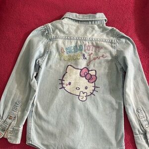 H&M Light Blue Denim Hello Kitty Jacket with Multicolor Embroidery